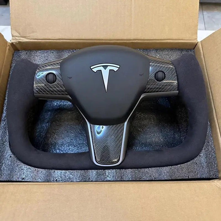 Original Custom Carbon Fiber Material, Custom Tesla Yoke Wheel for Model S、X、3、Y - Modxgear