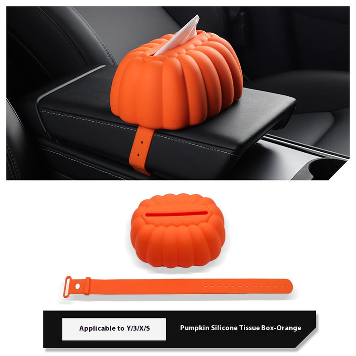 Pumpkin Cloud Silicone Tissue Box Cover for Tesla Model Y/3/X/S – Soft Dustproof Decorative Case for Car & Home - Modxgear