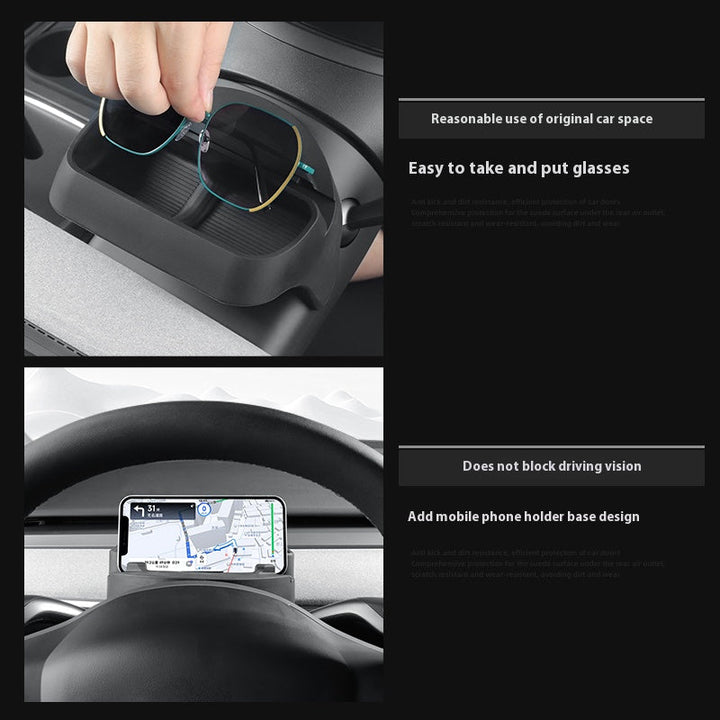 Silicone Steering Wheel Glasses Case for Tesla Model 3/Y – Soft, Non - Slip, Dashboard Mounted Eyeglass Holder - Modxgear