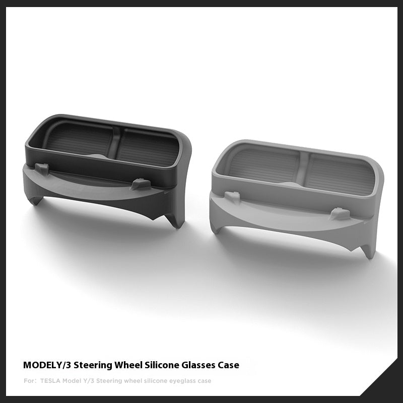 Silicone Steering Wheel Glasses Case for Tesla Model 3/Y – Soft, Non - Slip, Dashboard Mounted Eyeglass Holder - Modxgear