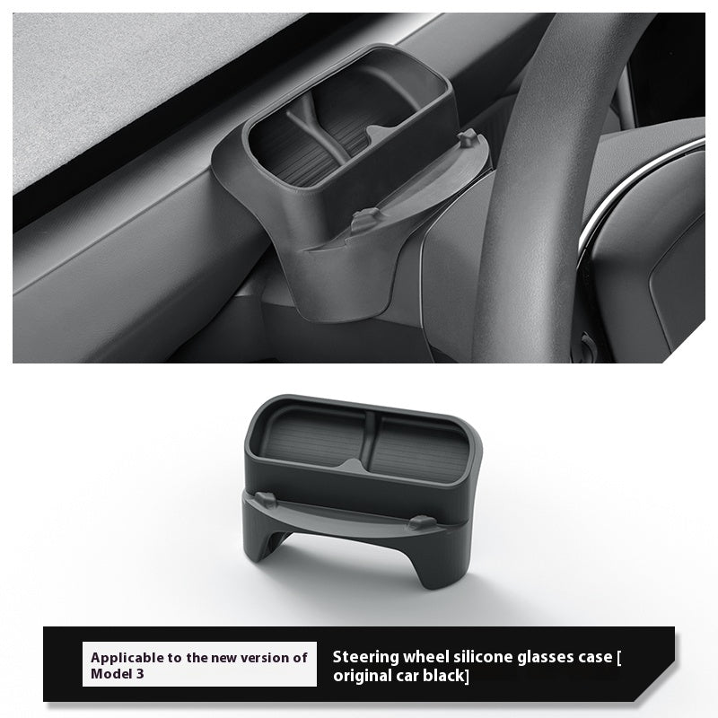 Silicone Steering Wheel Glasses Case for Tesla Model 3/Y – Soft, Non - Slip, Dashboard Mounted Eyeglass Holder - Modxgear