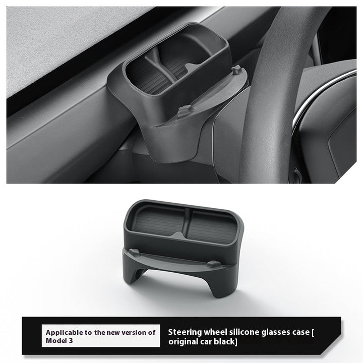 Silicone Steering Wheel Glasses Case for Tesla Model 3/Y – Soft, Non - Slip, Dashboard Mounted Eyeglass Holder - Modxgear