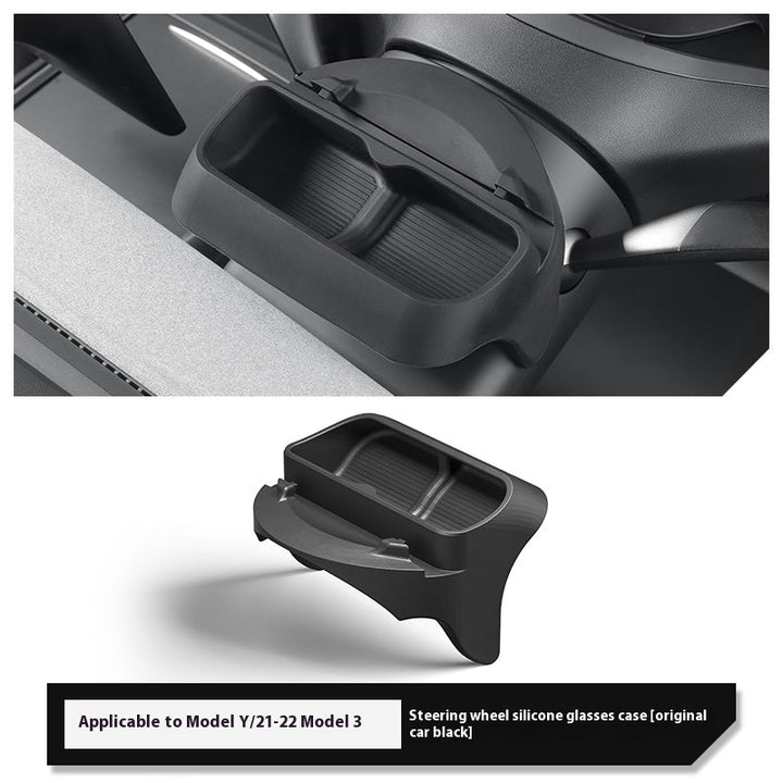 Silicone Steering Wheel Glasses Case for Tesla Model 3/Y – Soft, Non - Slip, Dashboard Mounted Eyeglass Holder - Modxgear