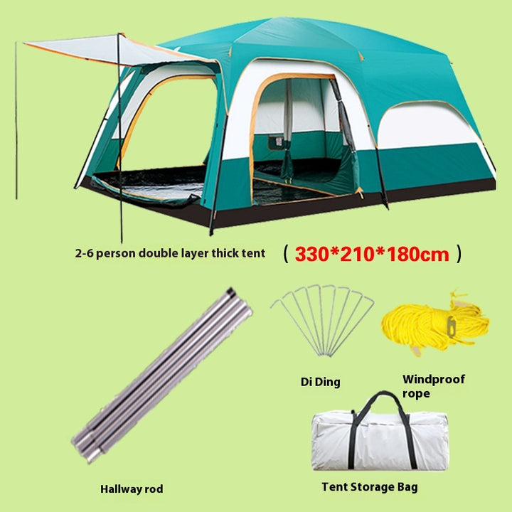 2-bedroom outdoor camping tent set - extra large, portable, fold able tent for multiple people - complete camping and picnic equipment for home, park and travel