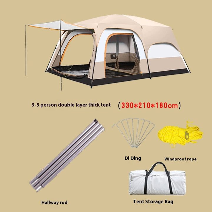 2-bedroom outdoor camping tent set - extra large, portable, fold able tent for multiple people - complete camping and picnic equipment for home, park and travel