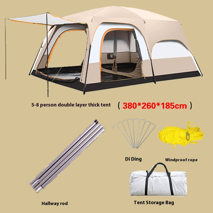 2-bedroom outdoor camping tent set - extra large, portable, fold able tent for multiple people - complete camping and picnic equipment for home, park and travel