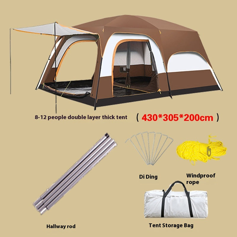 2-bedroom outdoor camping tent set - extra large, portable, fold able tent for multiple people - complete camping and picnic equipment for home, park and travel