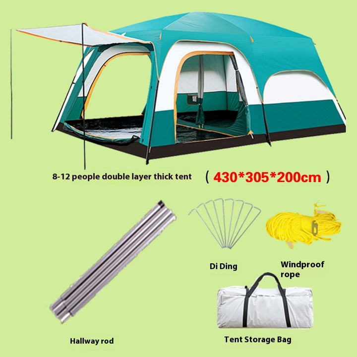 2-bedroom outdoor camping tent set - extra large, portable, fold able tent for multiple people - complete camping and picnic equipment for home, park and travel
