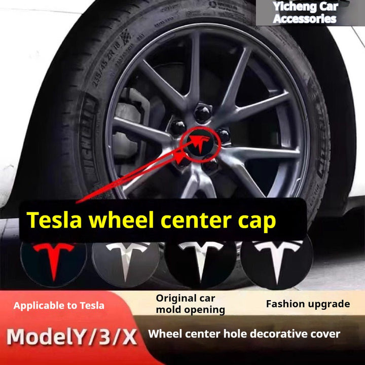 Tesla custom wheel hub center cap - personalized RIM center cover, modified tire dustcover & l UG nuts crew cap set - Modxgear