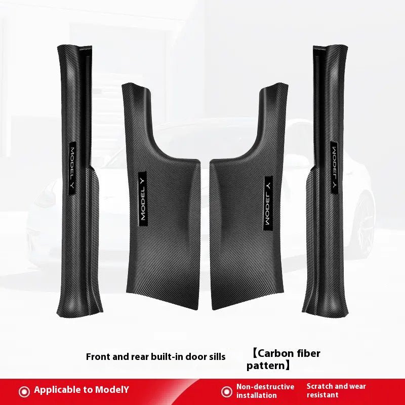 Tesla Model 3Y Carbon Fiber Door Sill Protectors – Corner Guards & Under - Seat Trim Set - Modxgear