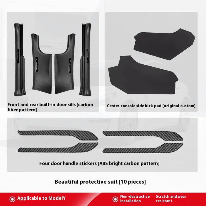 Tesla Model 3Y Carbon Fiber Door Sill Protectors – Corner Guards & Under - Seat Trim Set - Modxgear