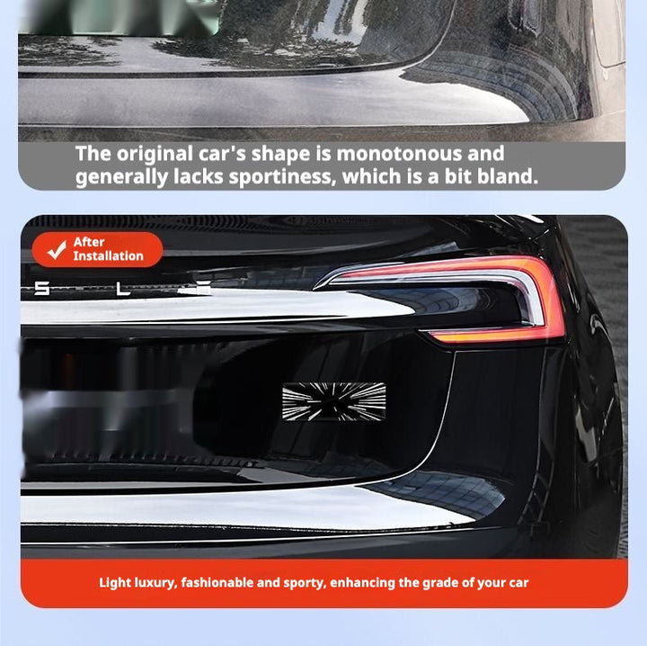Tesla Model 3/Y rear checkered badge with time tunnel lighting effect - stylish exterior badge accessories - Modxgear