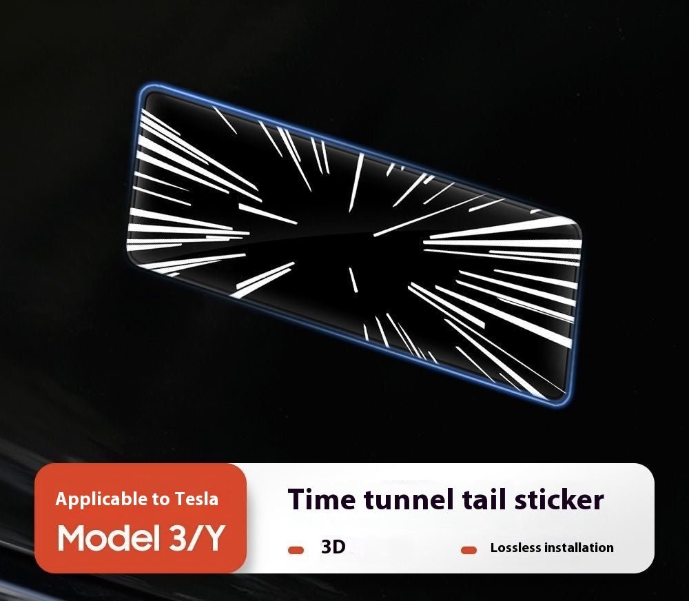 Tesla Model 3/Y rear checkered badge with time tunnel lighting effect - stylish exterior badge accessories - Modxgear