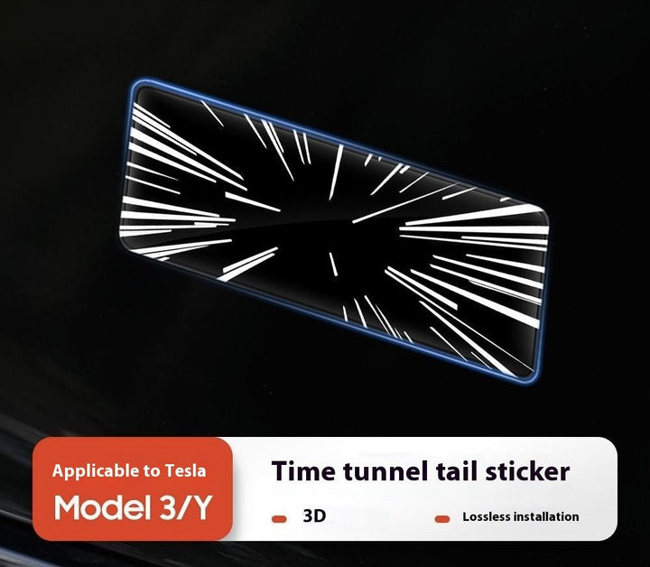 Tesla Model 3/Y rear checkered badge with time tunnel lighting effect - stylish exterior badge accessories - Modxgear