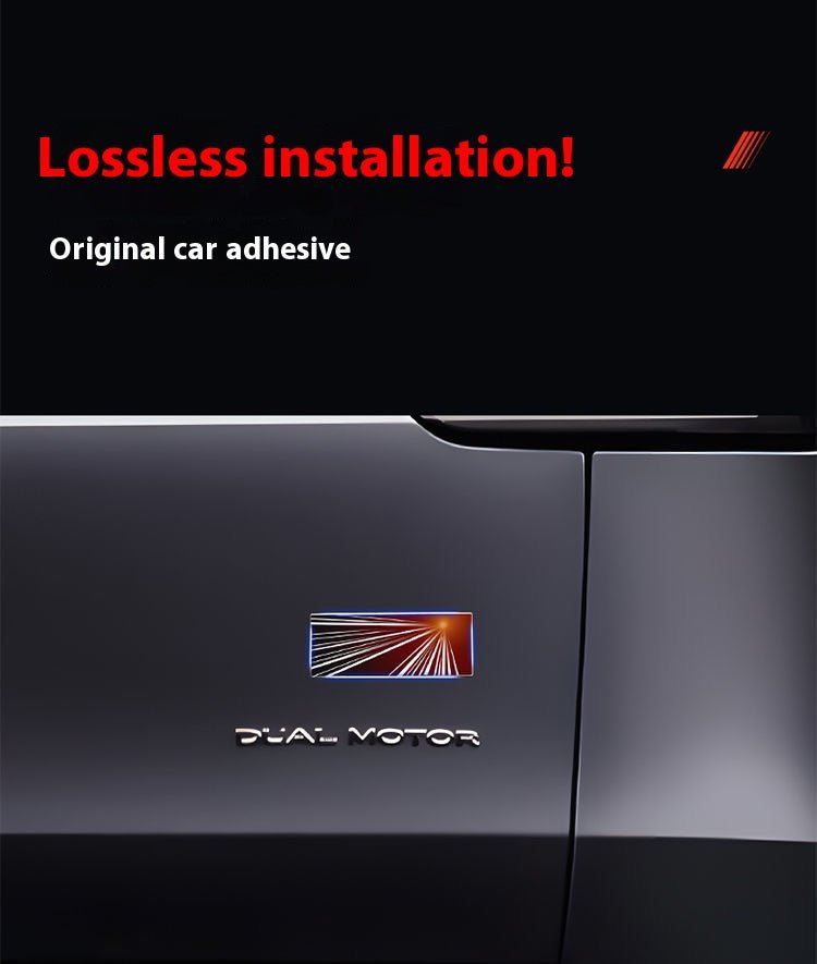 Tesla Model 3/Y rear checkered badge with time tunnel lighting effect - stylish exterior badge accessories - Modxgear