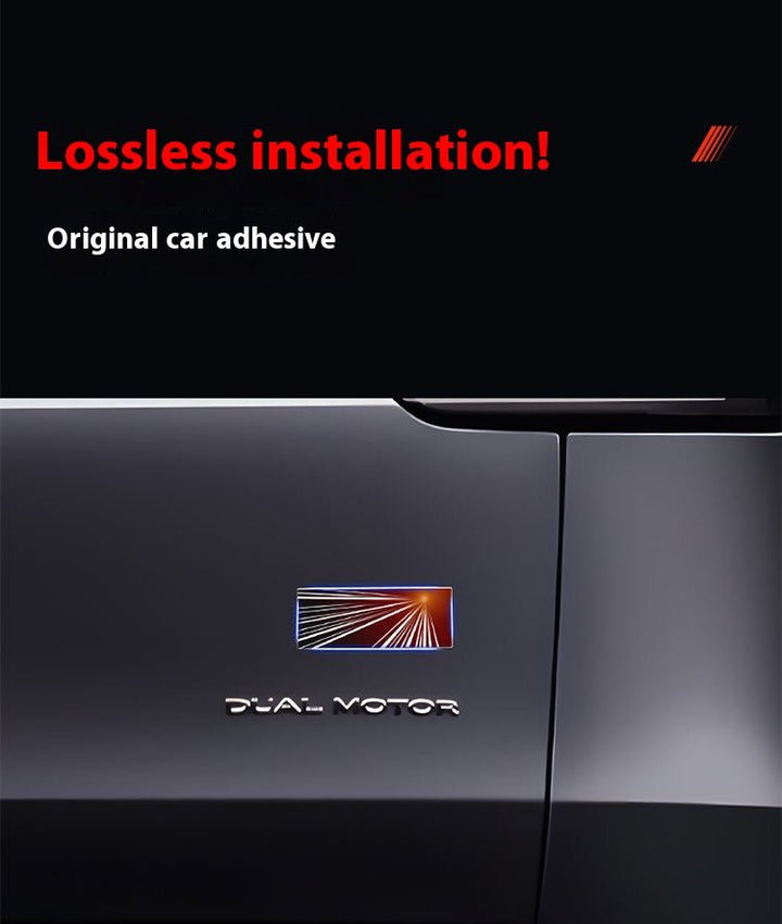 Tesla Model 3/Y rear checkered badge with time tunnel lighting effect - stylish exterior badge accessories - Modxgear