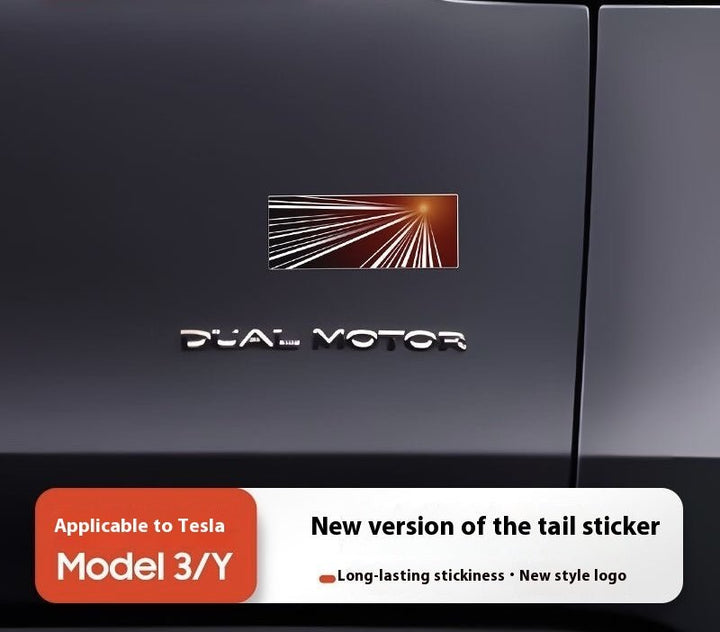 Tesla Model 3/Y rear checkered badge with time tunnel lighting effect - stylish exterior badge accessories - Modxgear