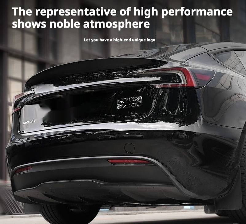 Tesla Model 3/Y rear checkered badge with time tunnel lighting effect - stylish exterior badge accessories - Modxgear