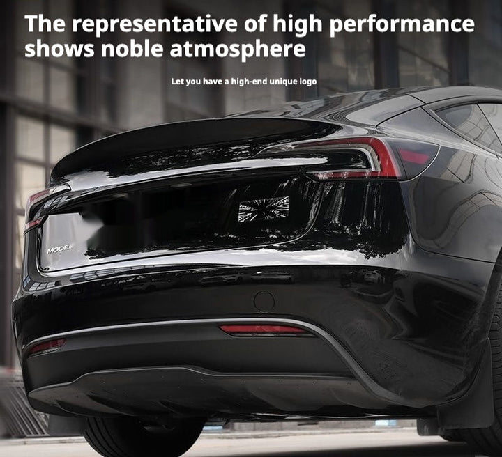 Tesla Model 3/Y rear checkered badge with time tunnel lighting effect - stylish exterior badge accessories - Modxgear
