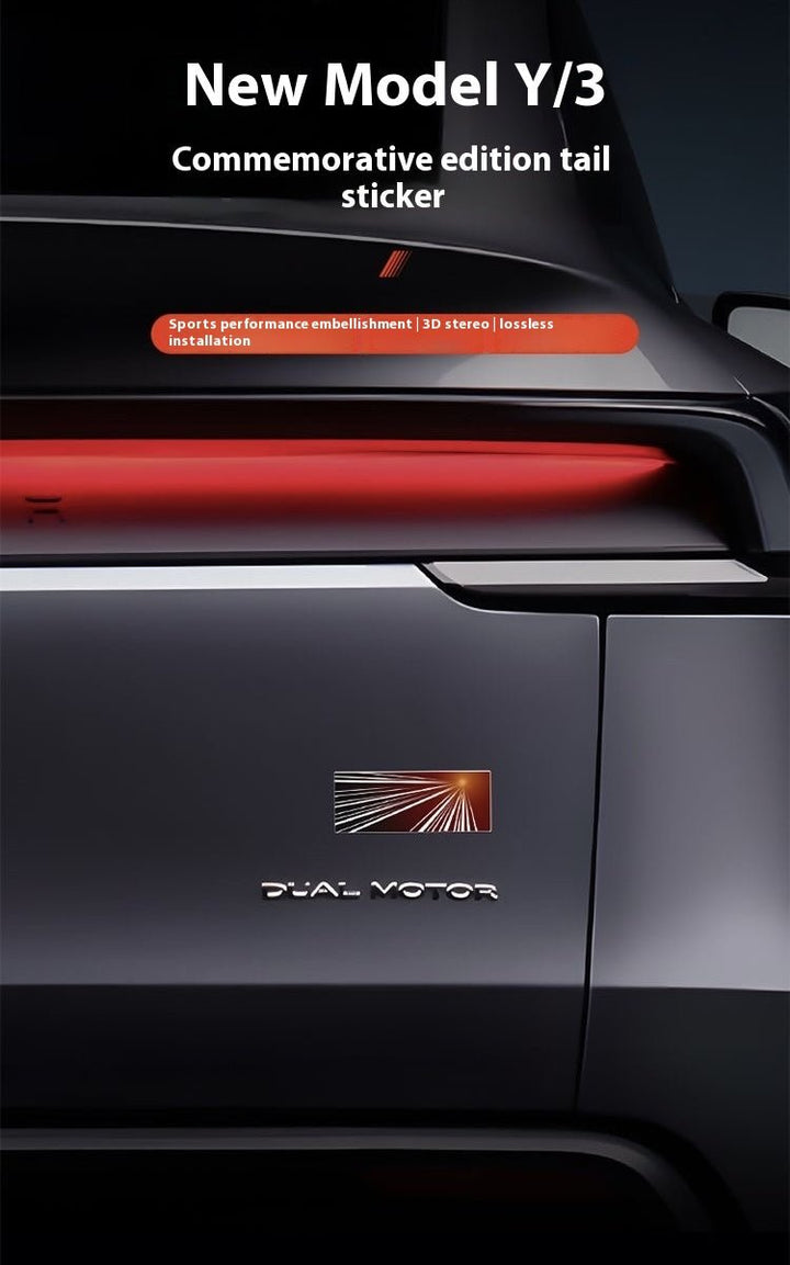 Tesla Model 3/Y rear checkered badge with time tunnel lighting effect - stylish exterior badge accessories - Modxgear