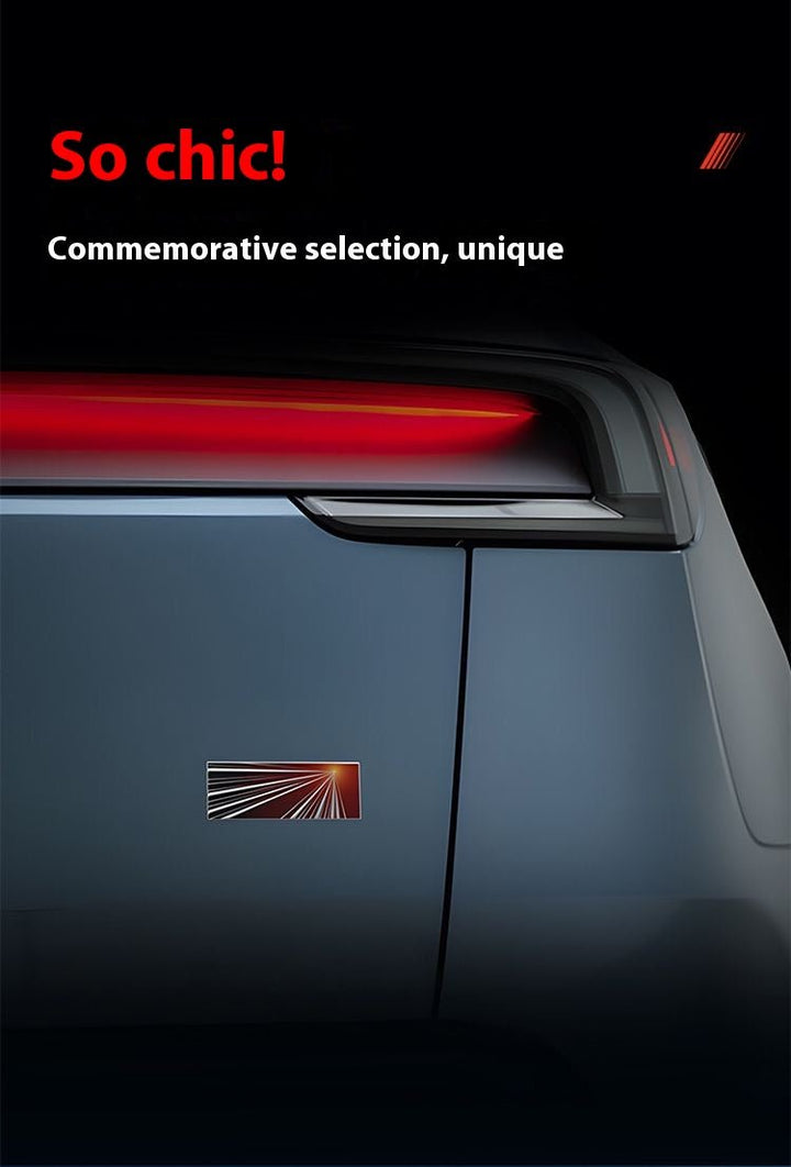 Tesla Model 3/Y rear checkered badge with time tunnel lighting effect - stylish exterior badge accessories - Modxgear