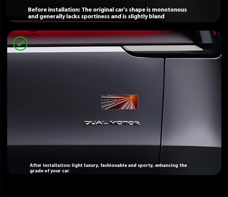 Tesla Model 3/Y rear checkered badge with time tunnel lighting effect - stylish exterior badge accessories - Modxgear