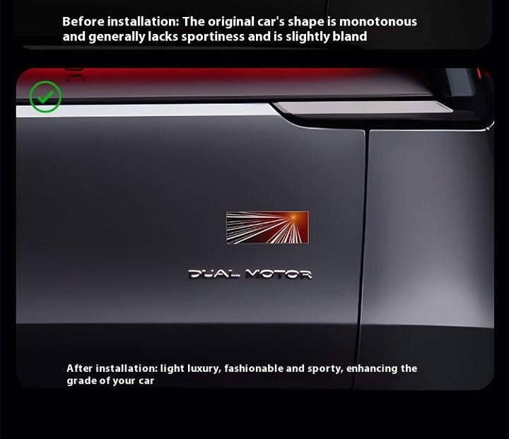 Tesla Model 3/Y rear checkered badge with time tunnel lighting effect - stylish exterior badge accessories - Modxgear