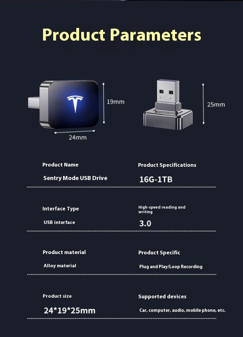 Tesla Model Y Dash Cam USB Flash Drive - Compatible with S Entry Model, 3.0 High Speed USB for H D Video Recording and Secure Storage - Modxgear
